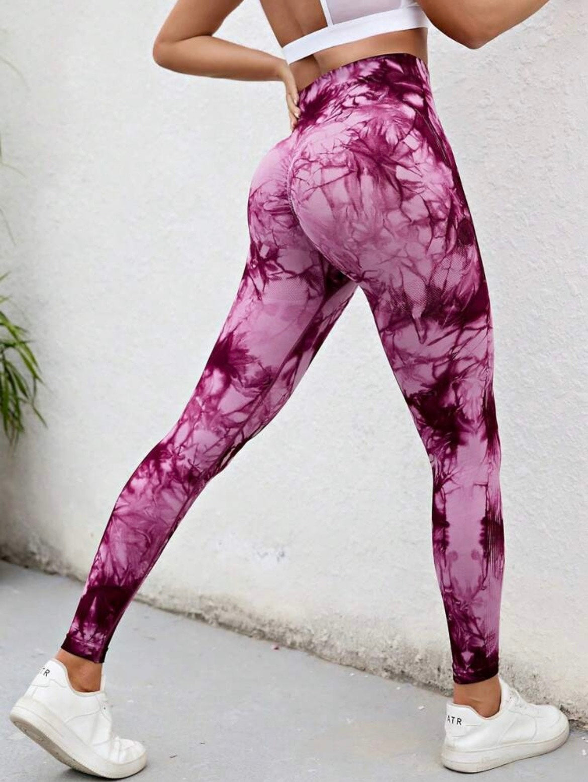 CALZA LARGA JASPEADA FUCSIA