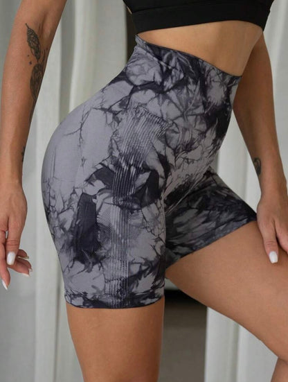 CALZA CORTA JASPEADA GRIS